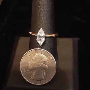 14k yellow gold marquise solitaire cz